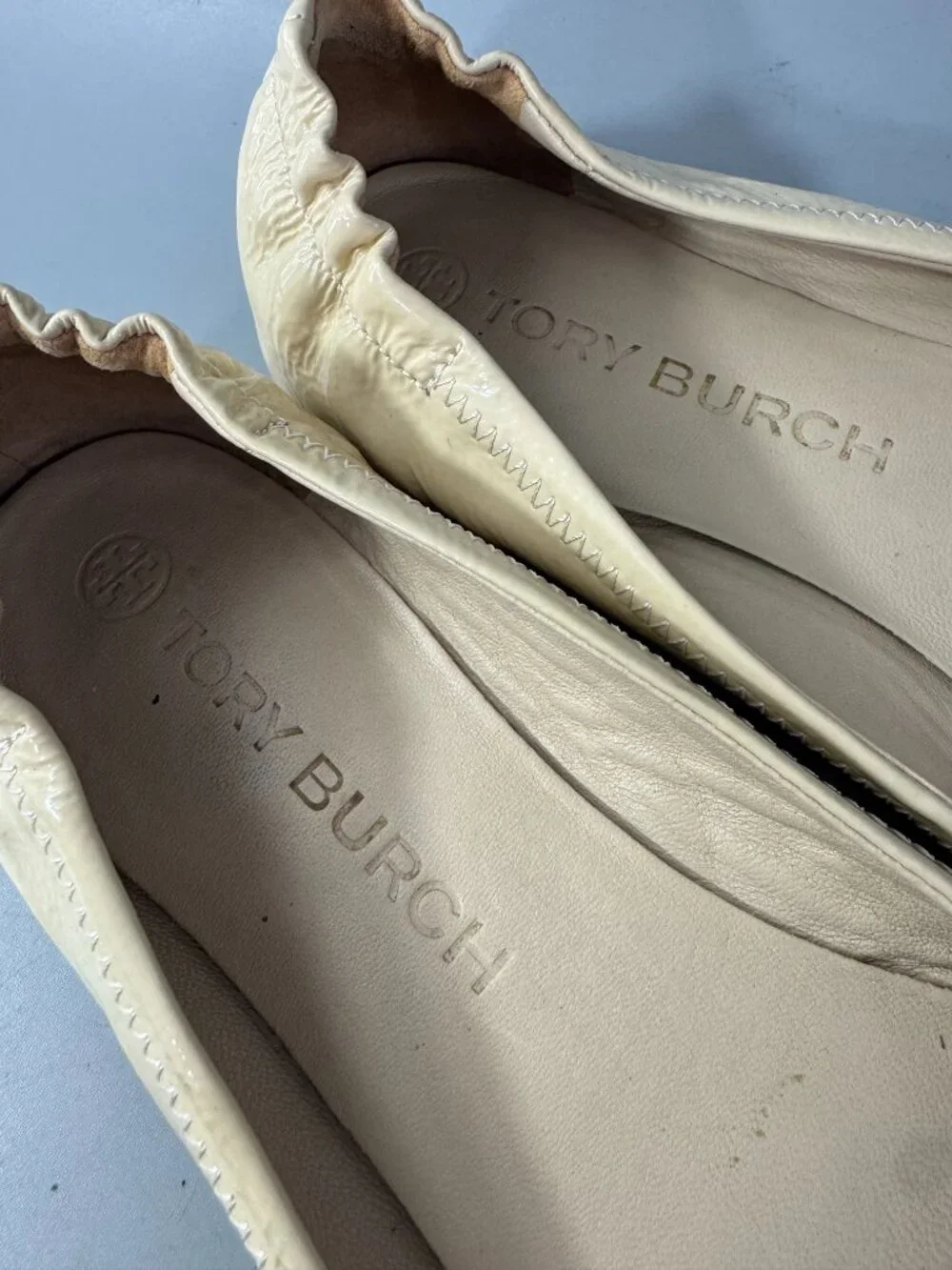 Tory Burch Neutral Patent Leather Ballet Flats, Size 10 M